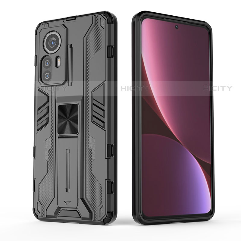 Funda Bumper Silicona y Plastico Mate Carcasa con Magnetico Soporte A01 para Xiaomi Mi 12 Pro 5G