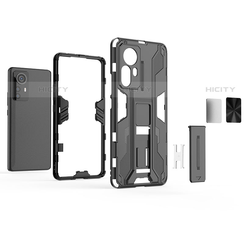 Funda Bumper Silicona y Plastico Mate Carcasa con Magnetico Soporte A01 para Xiaomi Mi 12S Pro 5G