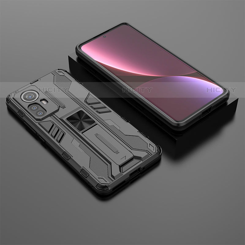 Funda Bumper Silicona y Plastico Mate Carcasa con Magnetico Soporte A01 para Xiaomi Mi 12S Pro 5G