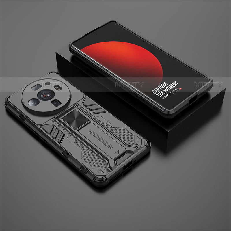 Funda Bumper Silicona y Plastico Mate Carcasa con Magnetico Soporte A02 para Xiaomi Mi 12S Ultra 5G