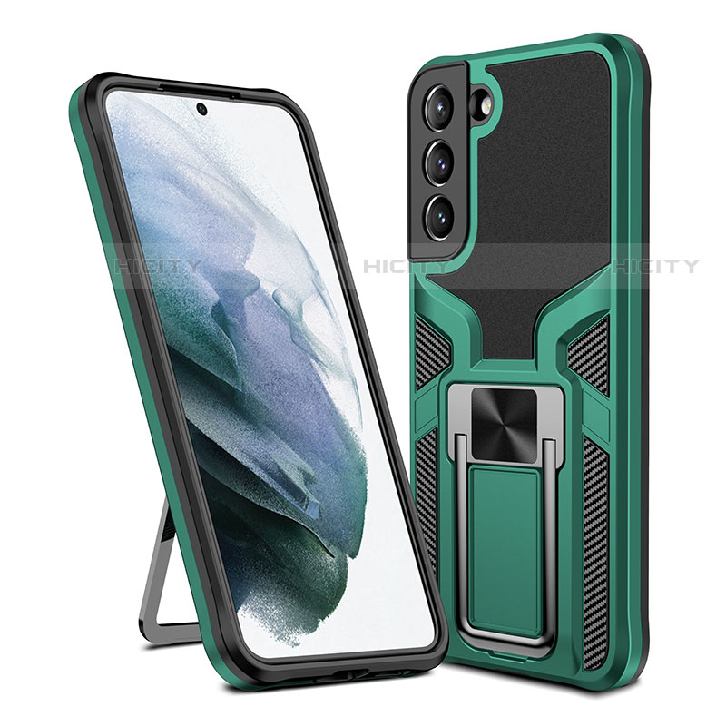Funda Bumper Silicona y Plastico Mate Carcasa con Magnetico Soporte A05 para Samsung Galaxy S23 5G Verde