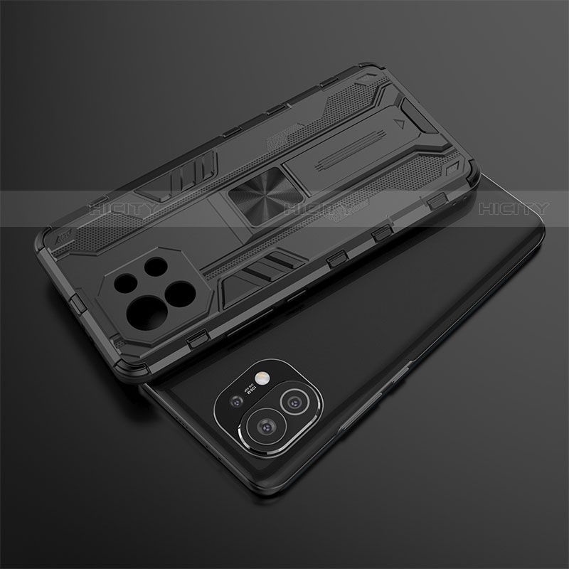 Funda Bumper Silicona y Plastico Mate Carcasa con Magnetico Soporte H01 para Xiaomi Mi 11 Lite 4G