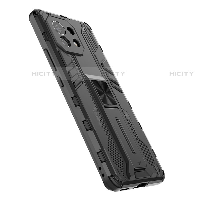 Funda Bumper Silicona y Plastico Mate Carcasa con Magnetico Soporte H01 para Xiaomi Mi 11 Lite 4G