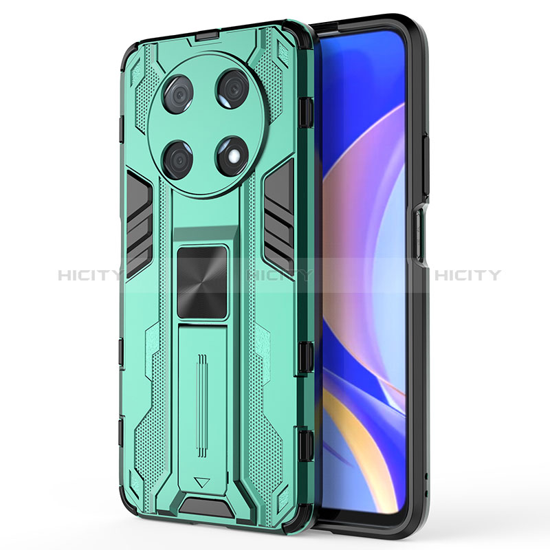 Funda Bumper Silicona y Plastico Mate Carcasa con Magnetico Soporte KC1 para Huawei Enjoy 50 Pro Verde