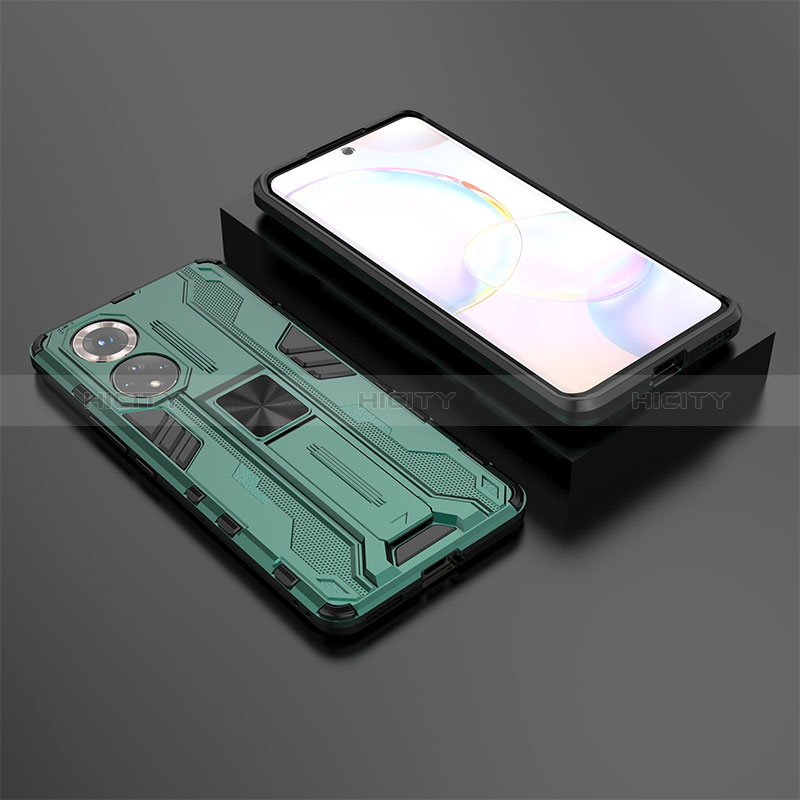 Funda Bumper Silicona y Plastico Mate Carcasa con Magnetico Soporte KC1 para Huawei Honor 50 5G