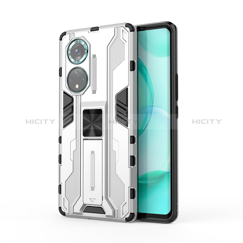 Funda Bumper Silicona y Plastico Mate Carcasa con Magnetico Soporte KC1 para Huawei Honor 50 Pro 5G