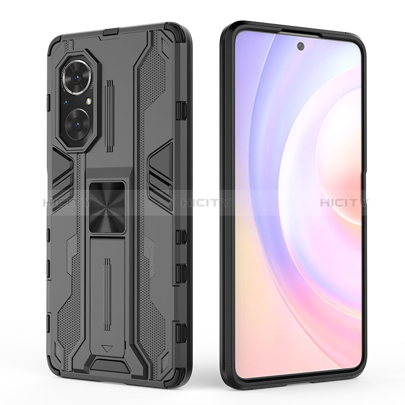 Funda Bumper Silicona y Plastico Mate Carcasa con Magnetico Soporte KC1 para Huawei Honor 50 SE 5G