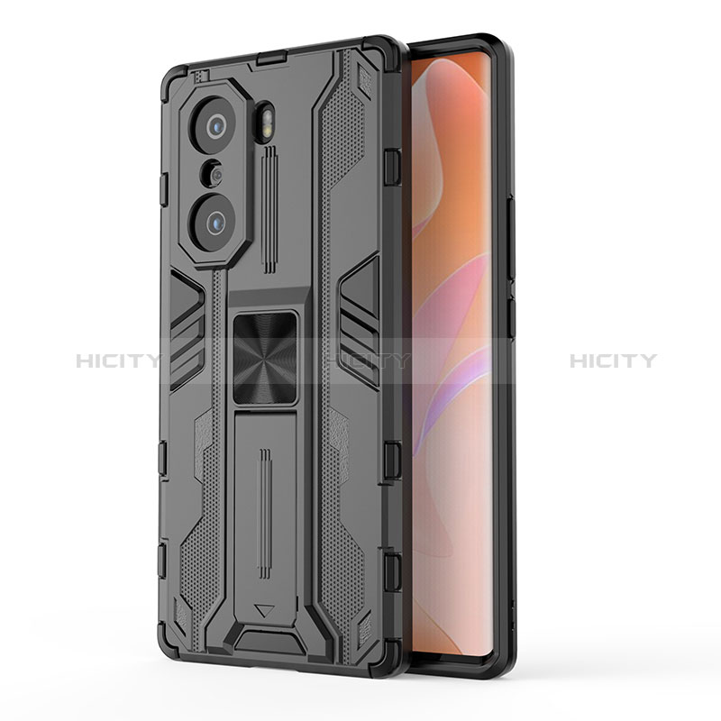 Funda Bumper Silicona y Plastico Mate Carcasa con Magnetico Soporte KC1 para Huawei Honor 60 Pro 5G