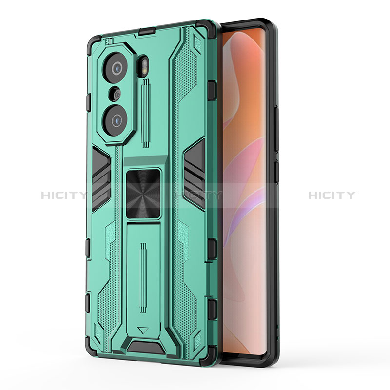 Funda Bumper Silicona y Plastico Mate Carcasa con Magnetico Soporte KC1 para Huawei Honor 60 Pro 5G