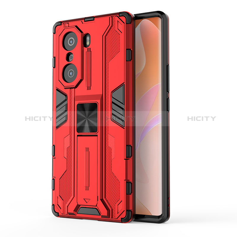 Funda Bumper Silicona y Plastico Mate Carcasa con Magnetico Soporte KC1 para Huawei Honor 60 Pro 5G