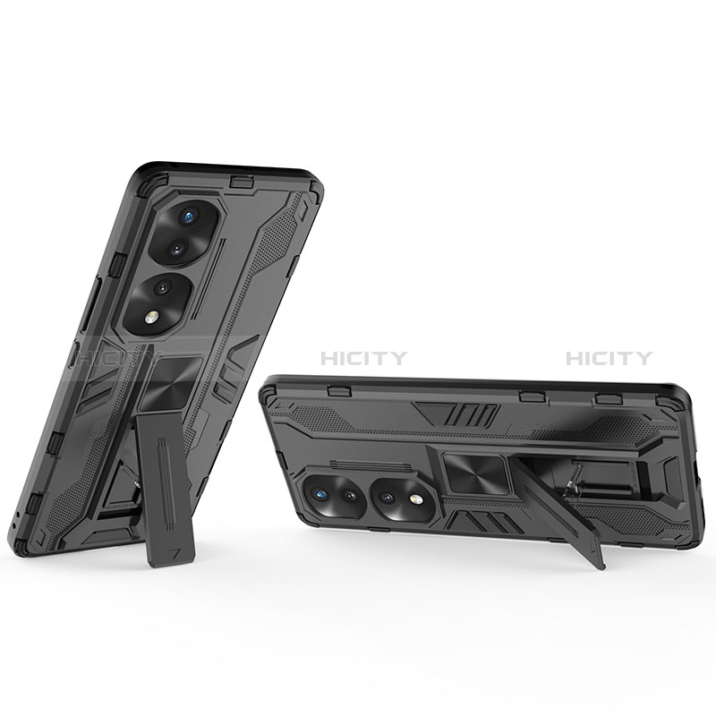 Funda Bumper Silicona y Plastico Mate Carcasa con Magnetico Soporte KC1 para Huawei Honor 70 Pro 5G