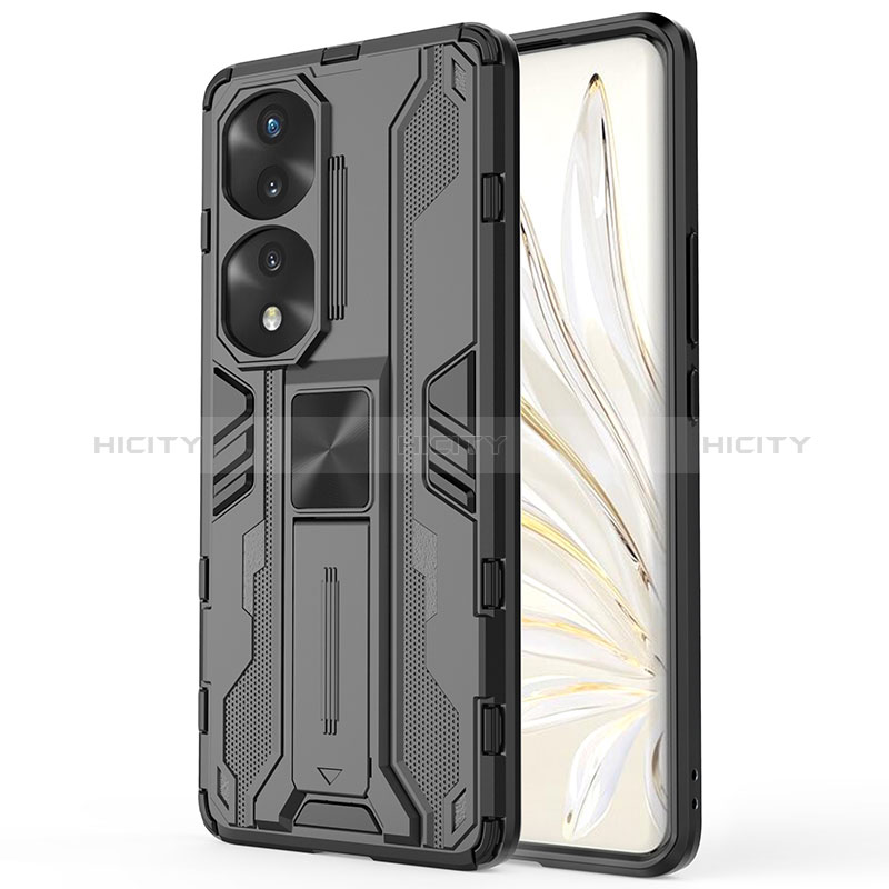 Funda Bumper Silicona y Plastico Mate Carcasa con Magnetico Soporte KC1 para Huawei Honor 70 Pro 5G