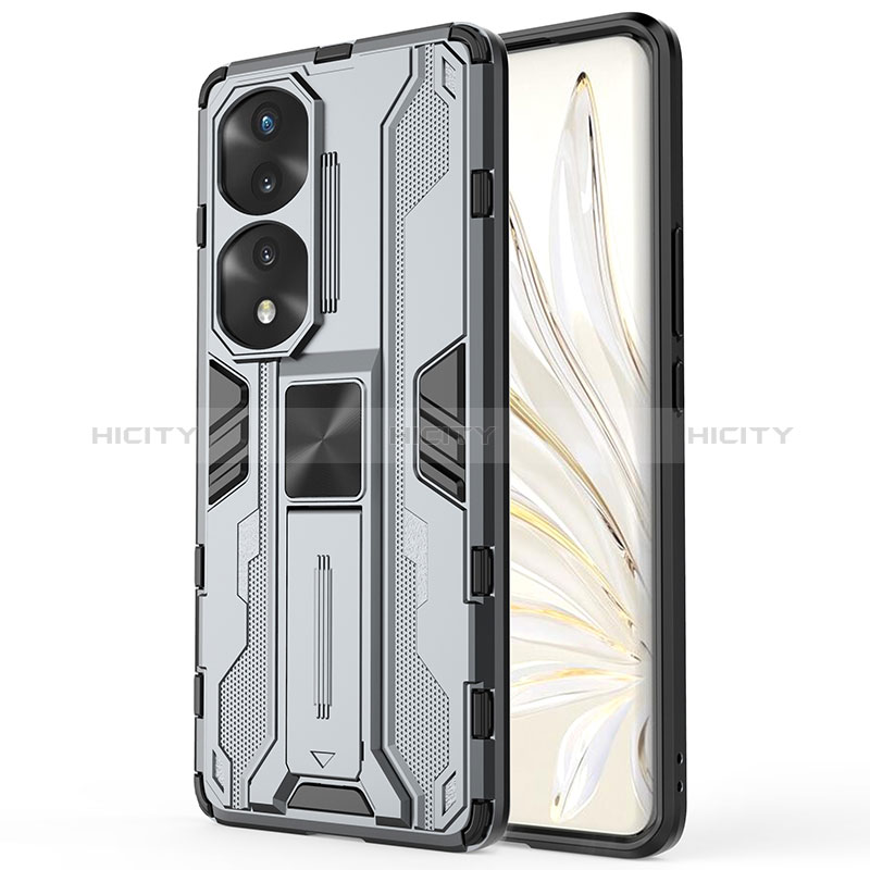 Funda Bumper Silicona y Plastico Mate Carcasa con Magnetico Soporte KC1 para Huawei Honor 70 Pro 5G