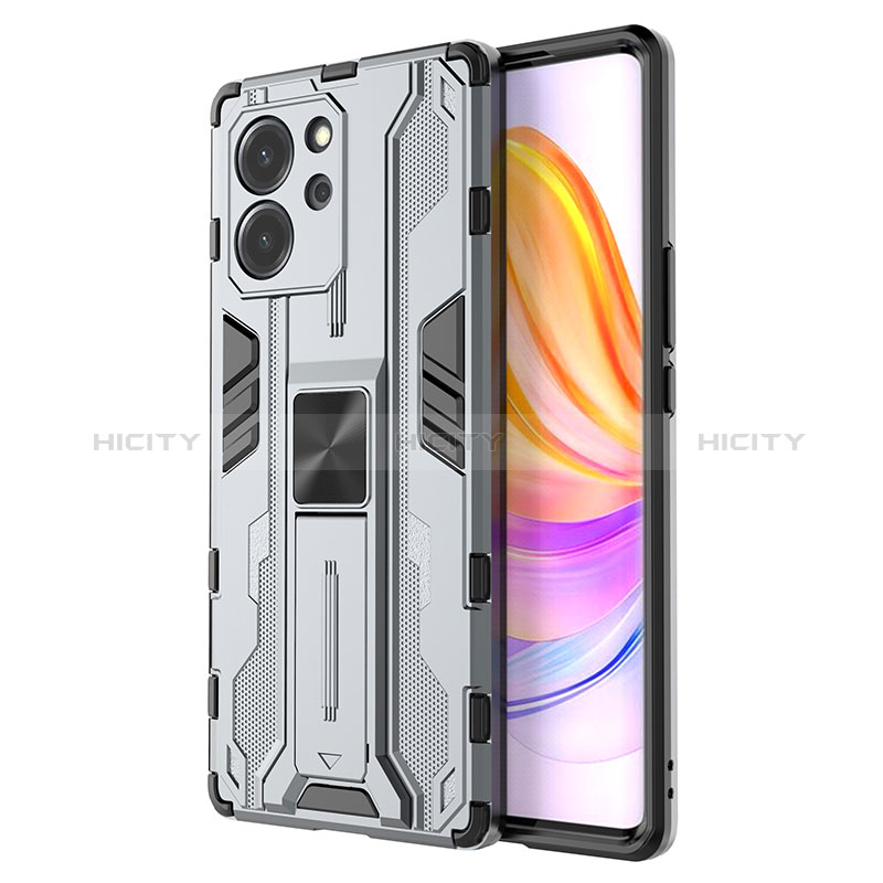 Funda Bumper Silicona y Plastico Mate Carcasa con Magnetico Soporte KC1 para Huawei Honor 80 SE 5G