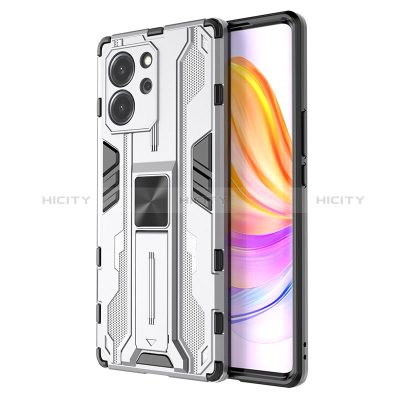 Funda Bumper Silicona y Plastico Mate Carcasa con Magnetico Soporte KC1 para Huawei Honor 80 SE 5G