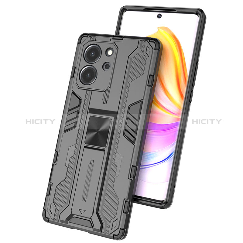 Funda Bumper Silicona y Plastico Mate Carcasa con Magnetico Soporte KC1 para Huawei Honor 80 SE 5G