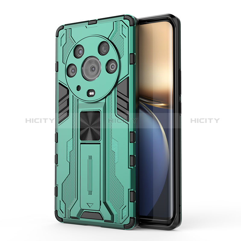 Funda Bumper Silicona y Plastico Mate Carcasa con Magnetico Soporte KC1 para Huawei Honor Magic3 Pro 5G