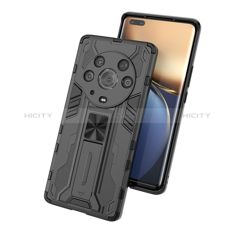 Funda Bumper Silicona y Plastico Mate Carcasa con Magnetico Soporte KC1 para Huawei Honor Magic3 Pro 5G