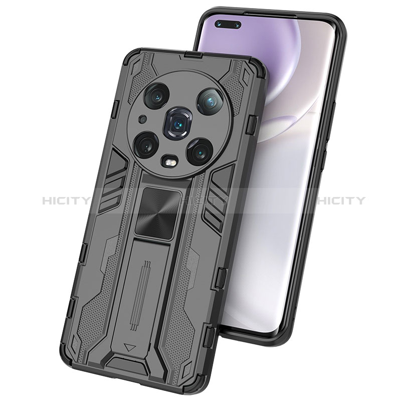 Funda Bumper Silicona y Plastico Mate Carcasa con Magnetico Soporte KC1 para Huawei Honor Magic4 Pro 5G