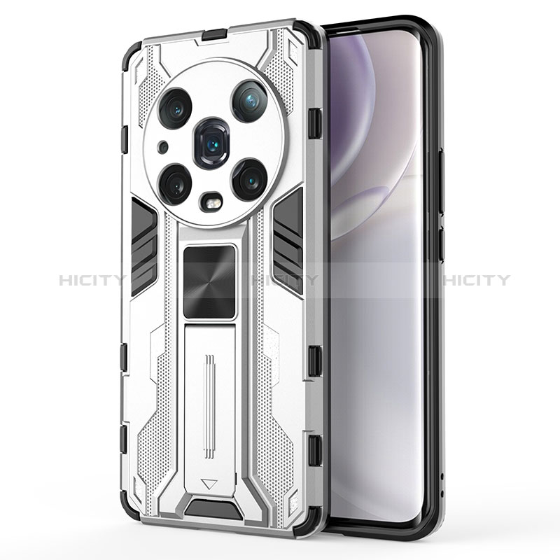 Funda Bumper Silicona y Plastico Mate Carcasa con Magnetico Soporte KC1 para Huawei Honor Magic4 Pro 5G