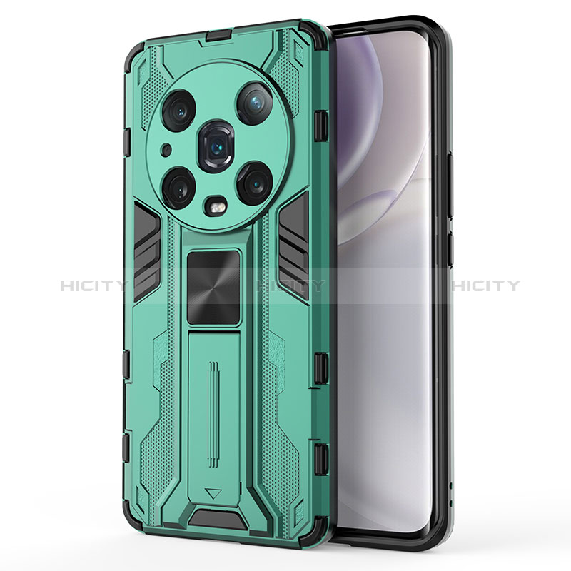 Funda Bumper Silicona y Plastico Mate Carcasa con Magnetico Soporte KC1 para Huawei Honor Magic4 Pro 5G