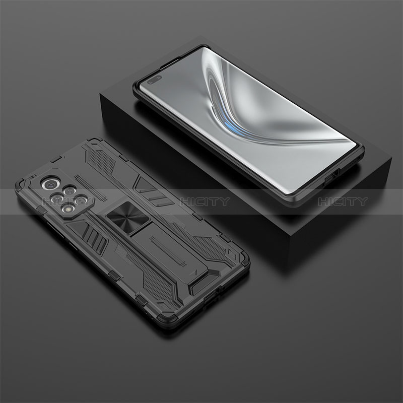 Funda Bumper Silicona y Plastico Mate Carcasa con Magnetico Soporte KC1 para Huawei Honor V40 5G