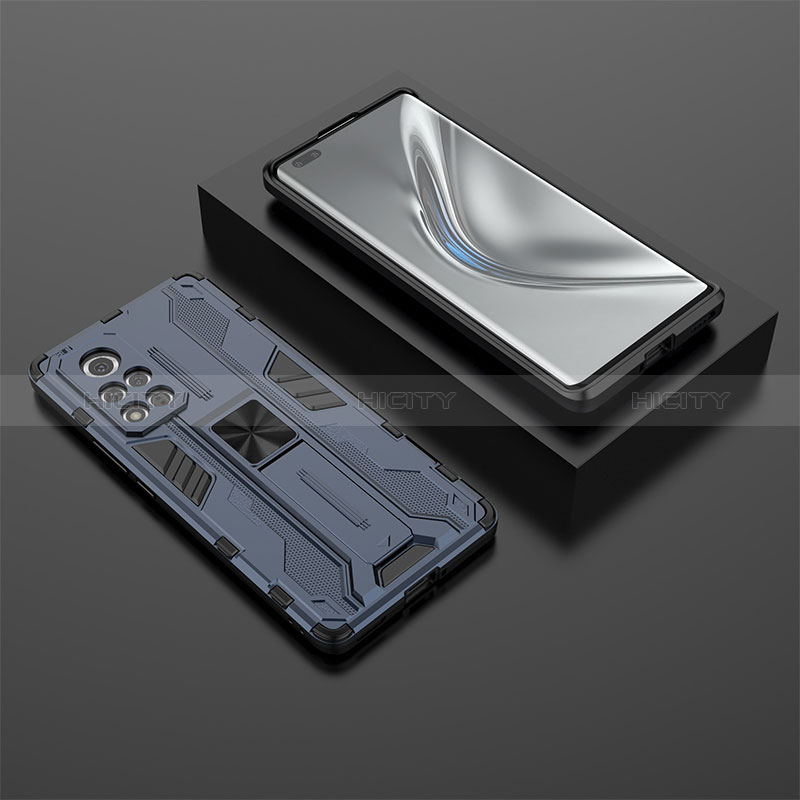 Funda Bumper Silicona y Plastico Mate Carcasa con Magnetico Soporte KC1 para Huawei Honor V40 5G