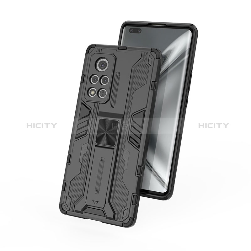 Funda Bumper Silicona y Plastico Mate Carcasa con Magnetico Soporte KC1 para Huawei Honor V40 5G