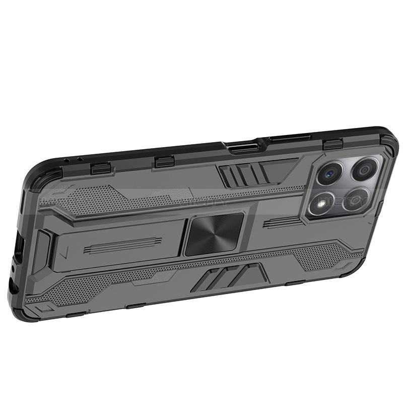 Funda Bumper Silicona y Plastico Mate Carcasa con Magnetico Soporte KC1 para Huawei Honor X30i