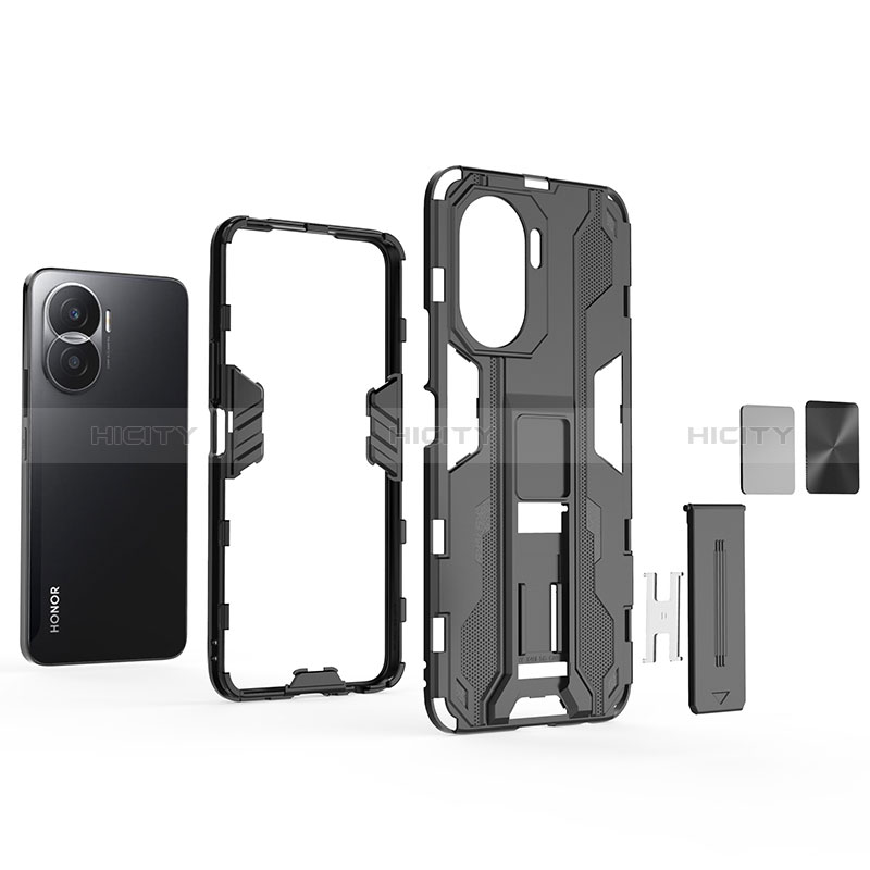 Funda Bumper Silicona y Plastico Mate Carcasa con Magnetico Soporte KC1 para Huawei Honor X40i 5G