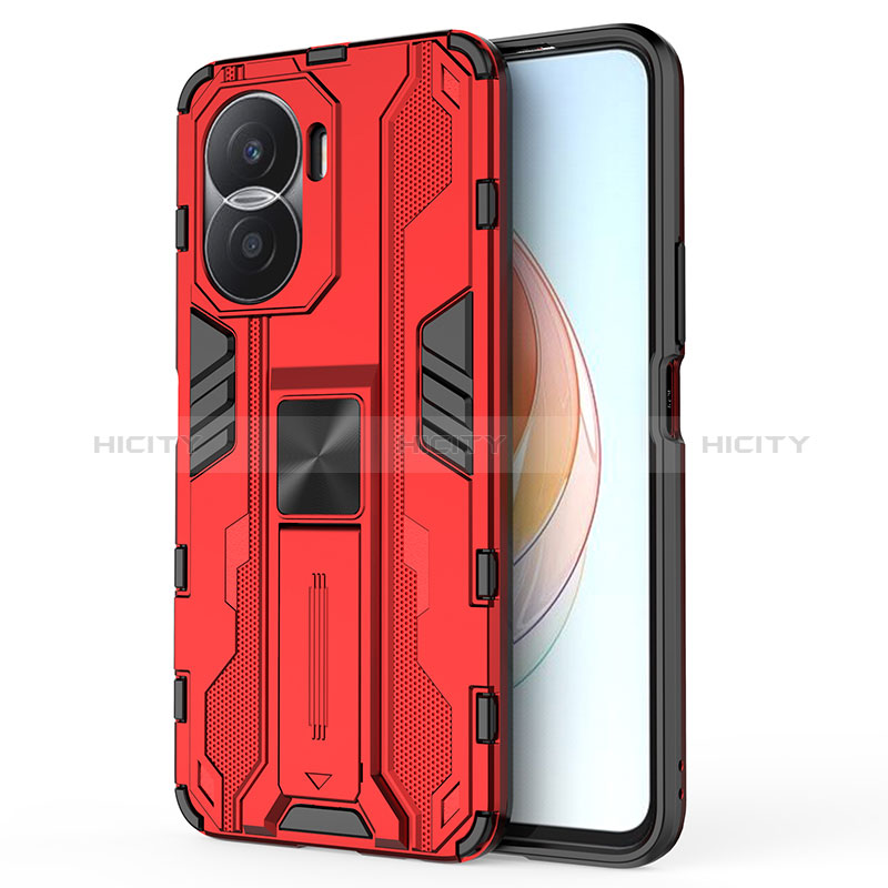 Funda Bumper Silicona y Plastico Mate Carcasa con Magnetico Soporte KC1 para Huawei Honor X40i 5G