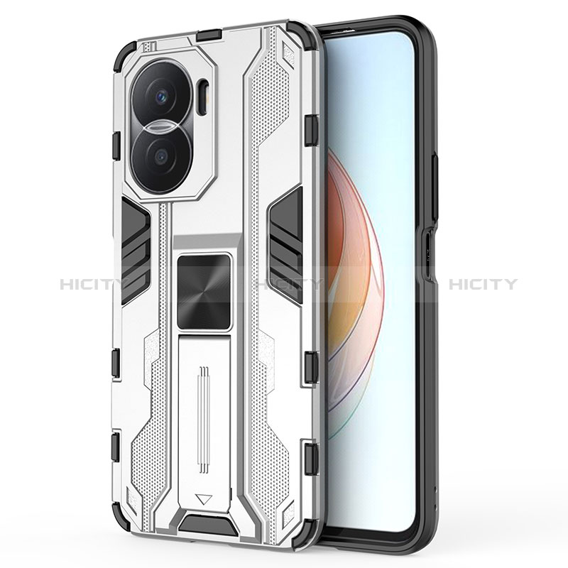 Funda Bumper Silicona y Plastico Mate Carcasa con Magnetico Soporte KC1 para Huawei Honor X40i 5G