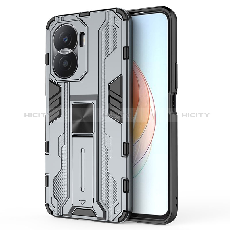 Funda Bumper Silicona y Plastico Mate Carcasa con Magnetico Soporte KC1 para Huawei Honor X40i 5G