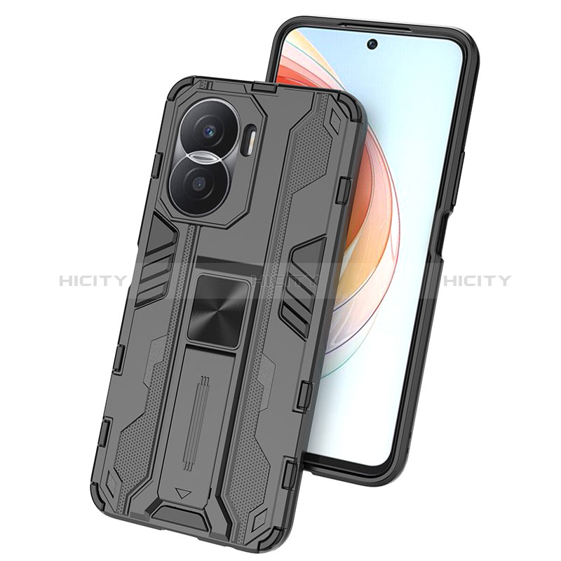 Funda Bumper Silicona y Plastico Mate Carcasa con Magnetico Soporte KC1 para Huawei Honor X40i 5G