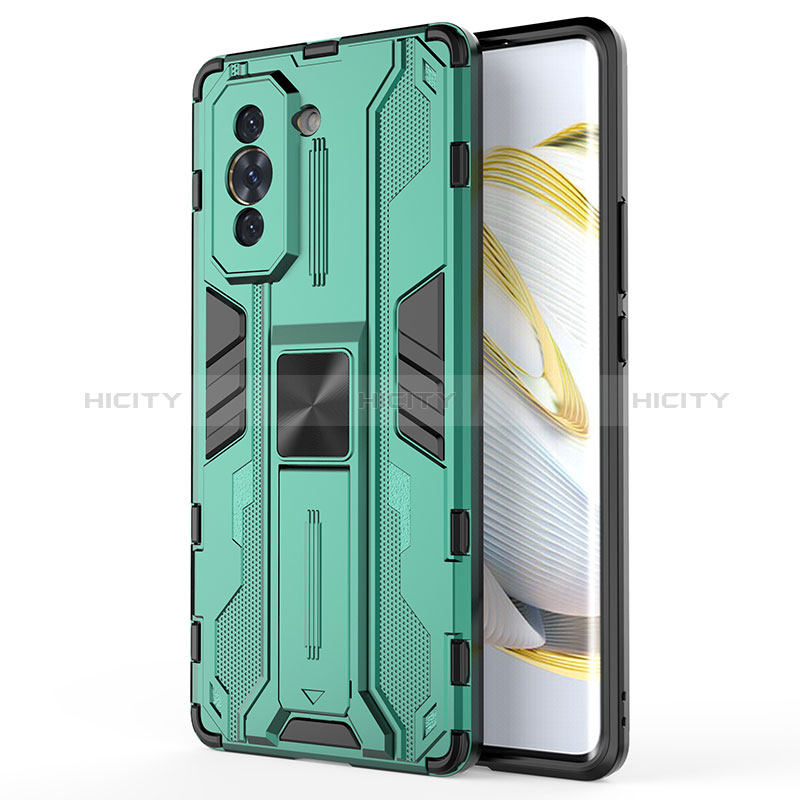 Funda Bumper Silicona y Plastico Mate Carcasa con Magnetico Soporte KC1 para Huawei Nova 10