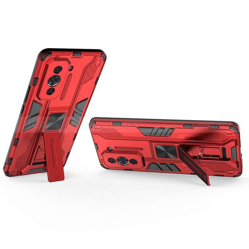 Funda Bumper Silicona y Plastico Mate Carcasa con Magnetico Soporte KC1 para Huawei Nova 10 Pro