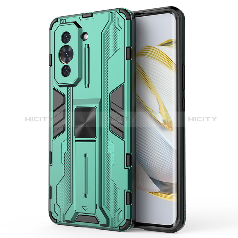 Funda Bumper Silicona y Plastico Mate Carcasa con Magnetico Soporte KC1 para Huawei Nova 10 Pro