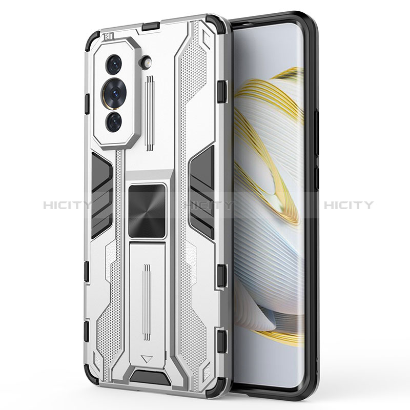 Funda Bumper Silicona y Plastico Mate Carcasa con Magnetico Soporte KC1 para Huawei Nova 10 Pro