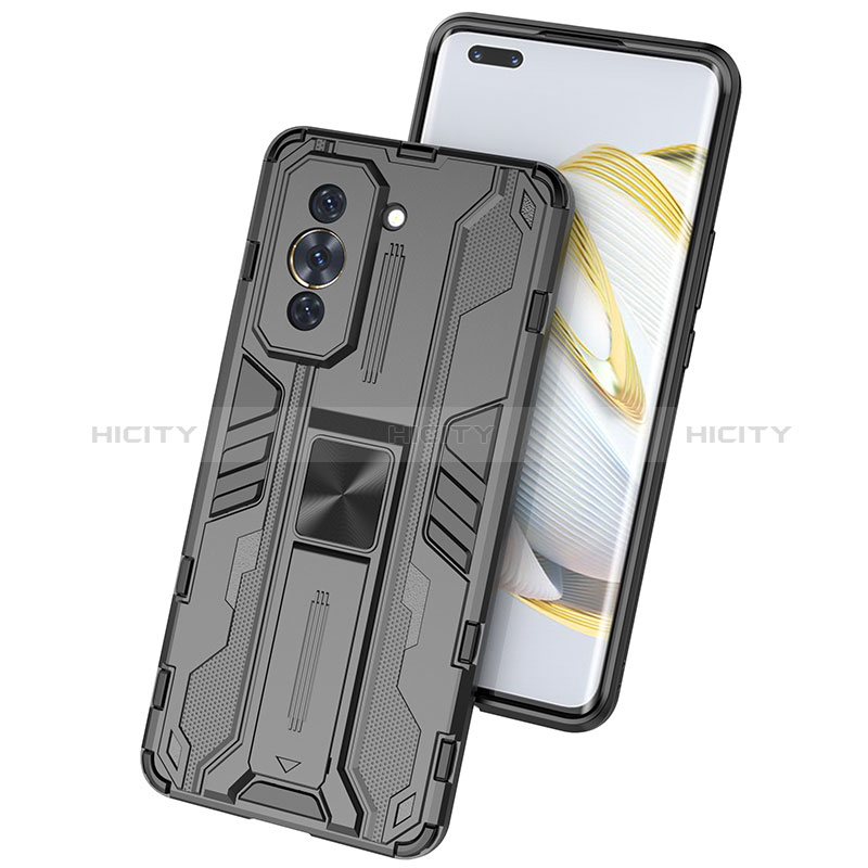 Funda Bumper Silicona y Plastico Mate Carcasa con Magnetico Soporte KC1 para Huawei Nova 10 Pro