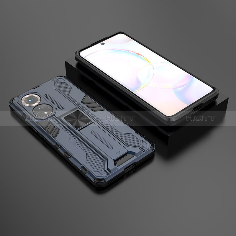 Funda Bumper Silicona y Plastico Mate Carcasa con Magnetico Soporte KC1 para Huawei Nova 9