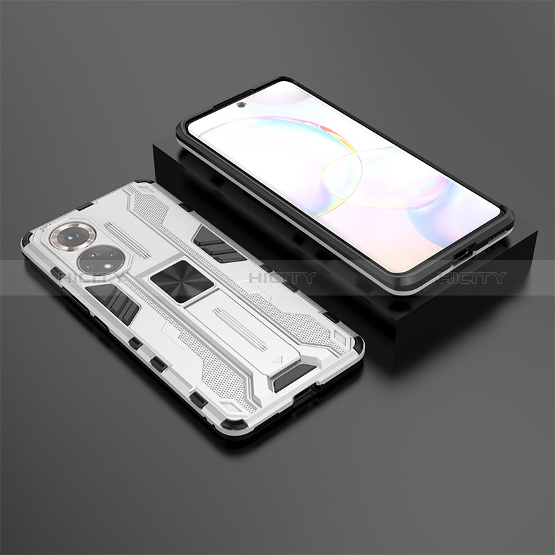 Funda Bumper Silicona y Plastico Mate Carcasa con Magnetico Soporte KC1 para Huawei Nova 9