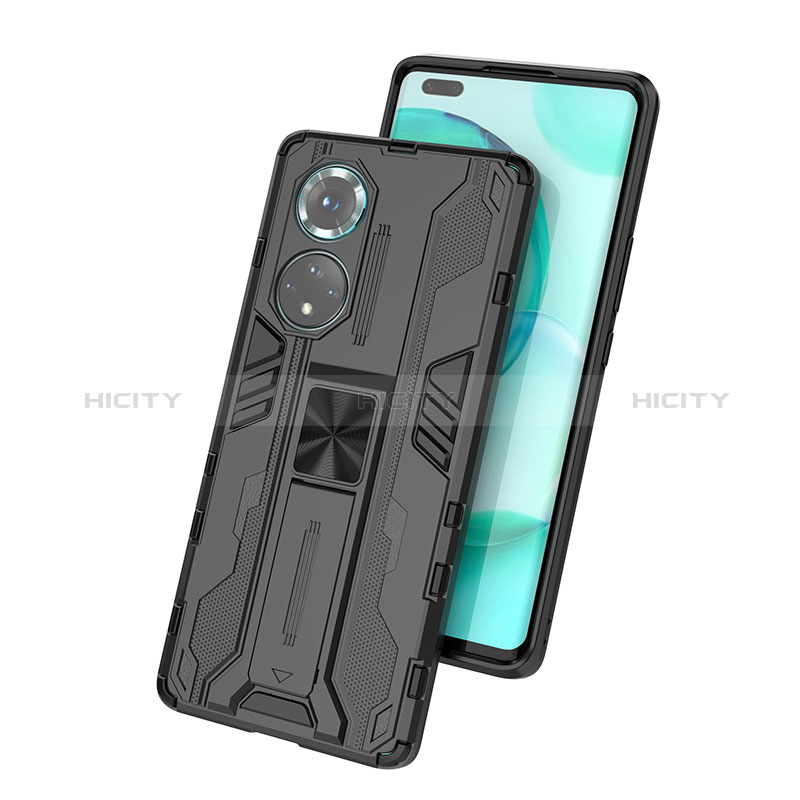 Funda Bumper Silicona y Plastico Mate Carcasa con Magnetico Soporte KC1 para Huawei Nova 9 Pro