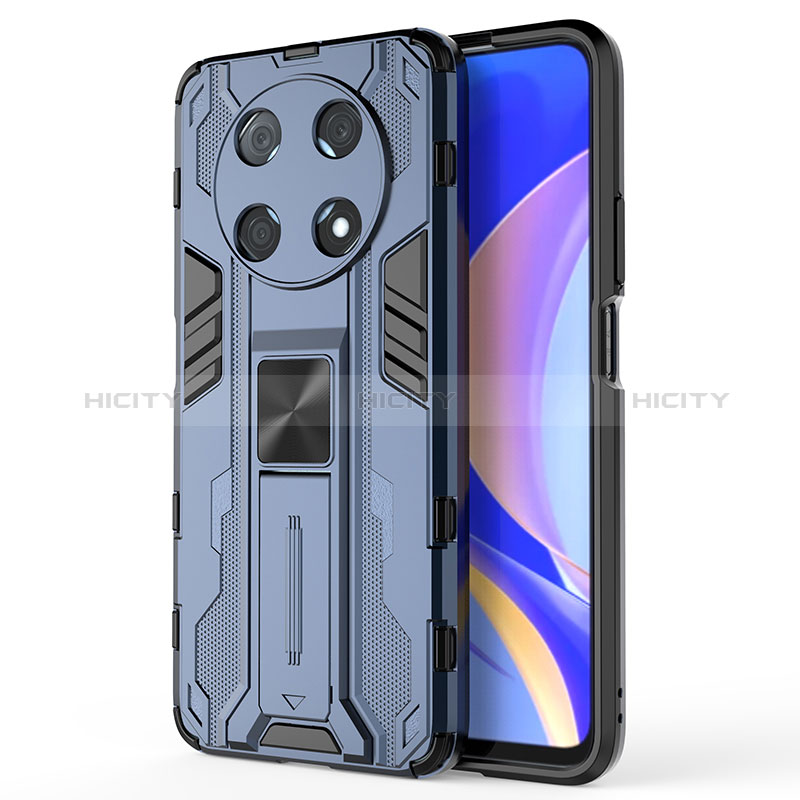 Funda Bumper Silicona y Plastico Mate Carcasa con Magnetico Soporte KC1 para Huawei Nova Y90 Azul