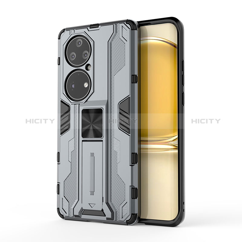 Funda Bumper Silicona y Plastico Mate Carcasa con Magnetico Soporte KC1 para Huawei P50