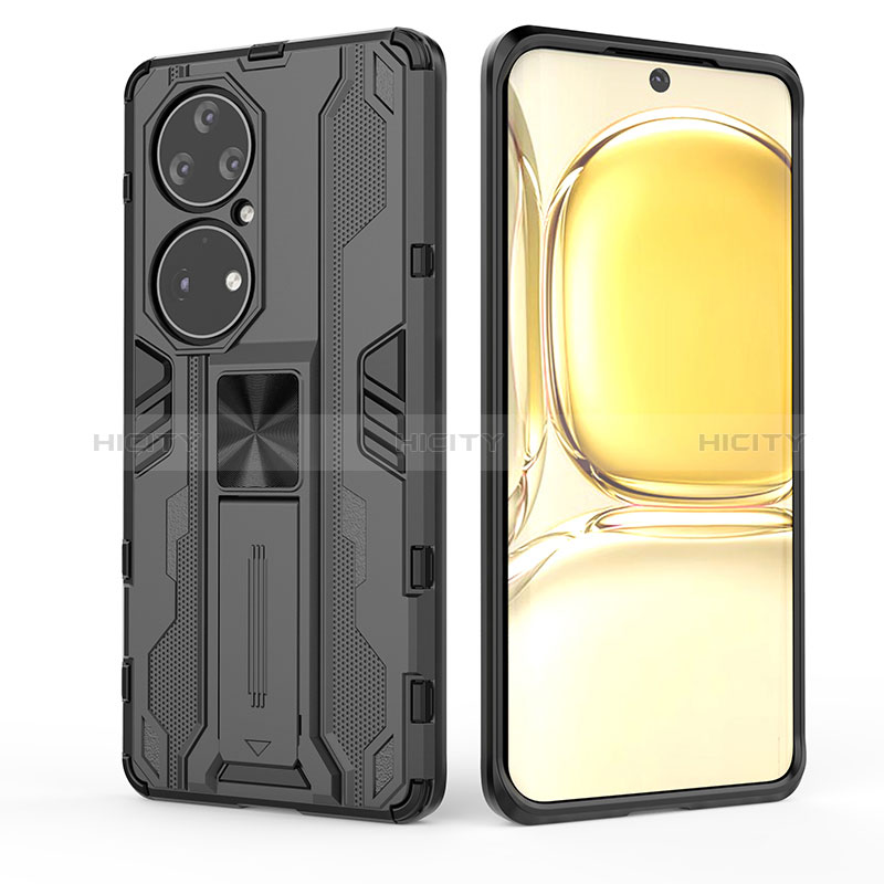 Funda Bumper Silicona y Plastico Mate Carcasa con Magnetico Soporte KC1 para Huawei P50