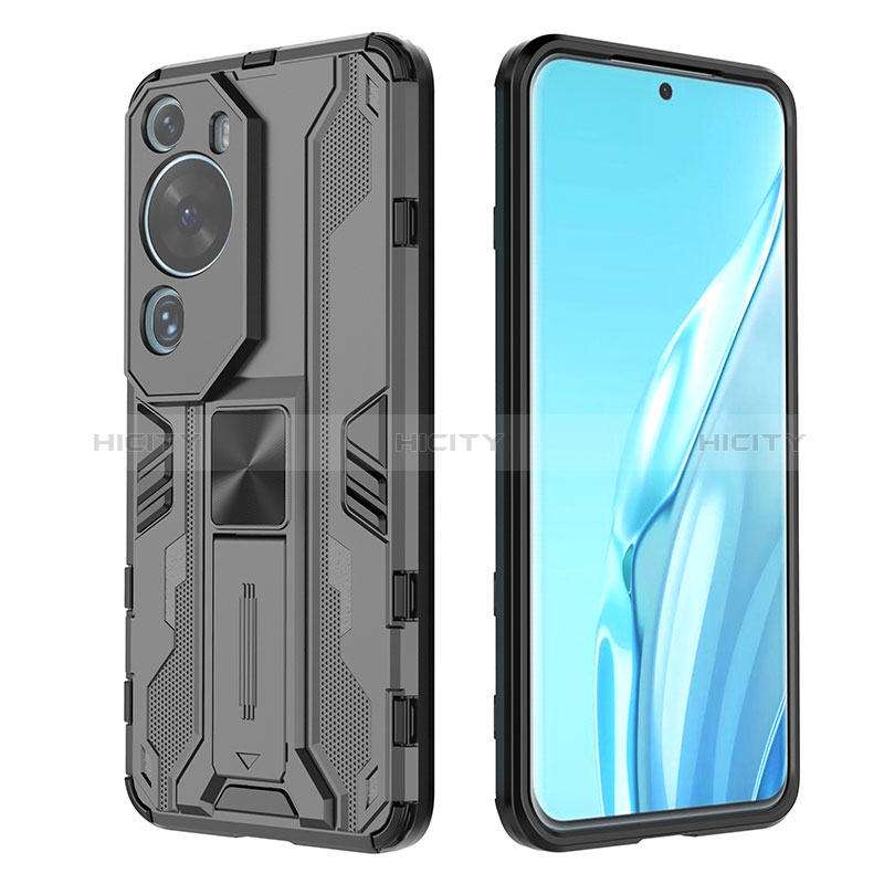 Funda Bumper Silicona y Plastico Mate Carcasa con Magnetico Soporte KC1 para Huawei P60 Art