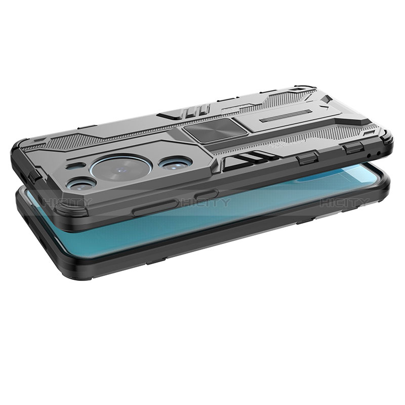 Funda Bumper Silicona y Plastico Mate Carcasa con Magnetico Soporte KC1 para Huawei P60 Art