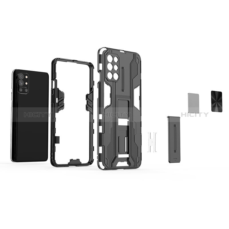 Funda Bumper Silicona y Plastico Mate Carcasa con Magnetico Soporte KC1 para OnePlus 9R 5G