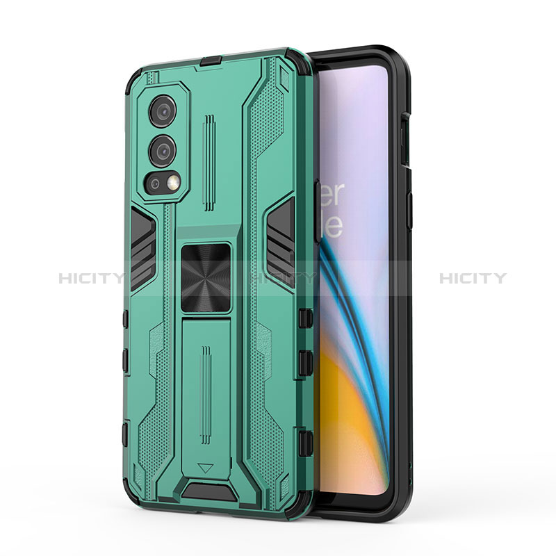 Funda Bumper Silicona y Plastico Mate Carcasa con Magnetico Soporte KC1 para OnePlus Nord 2 5G