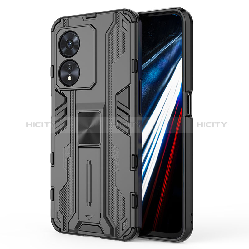 Funda Bumper Silicona y Plastico Mate Carcasa con Magnetico Soporte KC1 para Oppo A78 4G